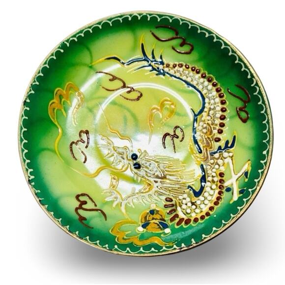 Vintage Japanese Moriage Green Dragon Ware cup saucer replacement - Picture 1 of 3